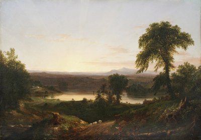 Crepúsculo de Verano, Un Recuerdo de una Escena en Nueva Inglaterra, 1834 de Thomas Cole